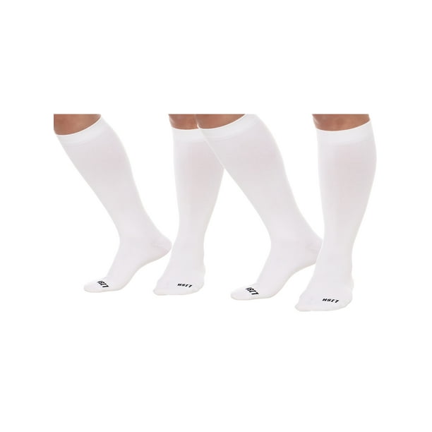 15-25 mmHg Knee High Plus Size Support LISH 2 Pack Plain Jane Wide Calf Compression Socks